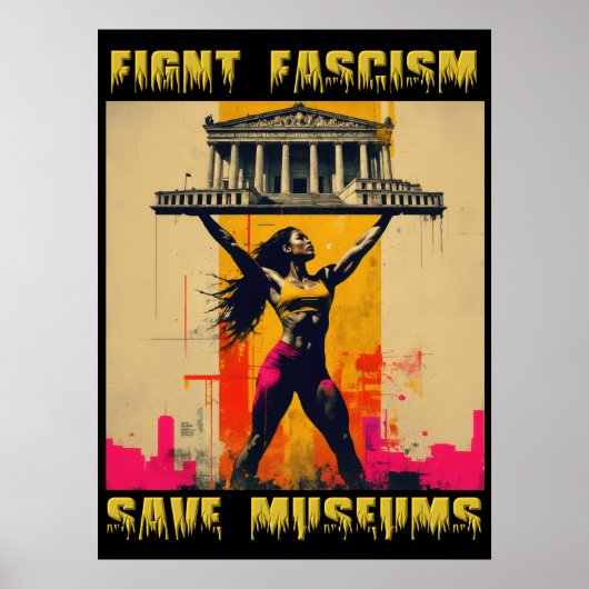Poster Combattre le fascisme Sauver les musées (Devant)