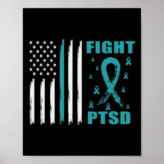 Poster Combattre Le Ruban Turquoise Ptsd Et Son Indicateu (Devant)