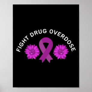Poster Combattre l'overdose de ruban violet Floral Flower