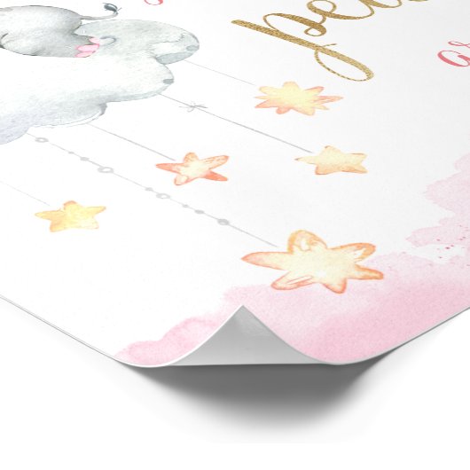 Poster Combien d'arachides baby shower d'éléphant en or r (Coin)