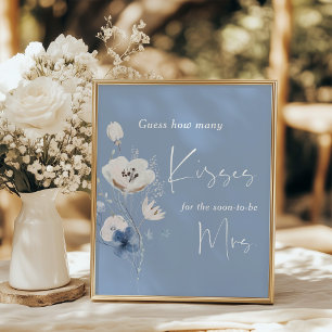 Poster Combien de baisers Dusty Blue Baby Shower