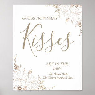 Poster Combien de baisers Jeu de babille mariage floral P