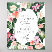 Poster Combien de baisers Jeu de Baby Shower Floral Tropi (Devant)