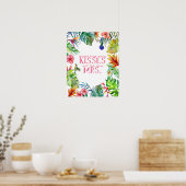 Poster Combien de baisers Jeu de Baby Shower Tropical Mar (Cuisine)