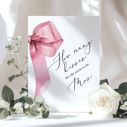 Poster Combien de baisers Mariage Pink Bow Script