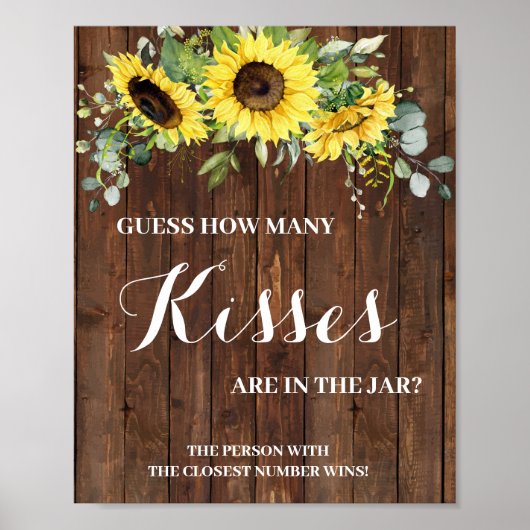 Poster Combien de baisers Panneau de jeu de Baby Shower F (Devant)