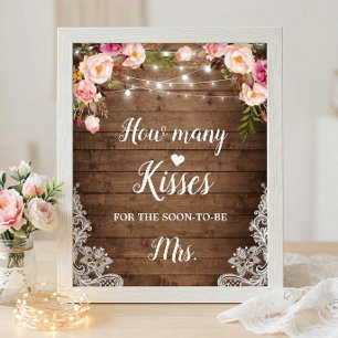 Poster Combien de baisers Panneau de jeu de Baby Shower r