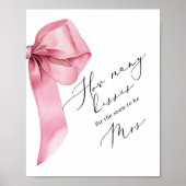 Poster Combien de baisers Pink Bow Script douche nuptiale (Devant)