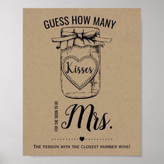 Poster Combien de baisers pour être bientôt Mme douche si (Devant)