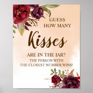 Poster Combien de baisers SIGNE DE JEU DE Fête des mari