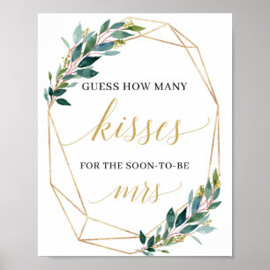 Poster Combien de baisers signent vert eucalyptus feuille
