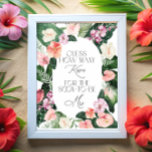 Poster Combien de baisers Tropical Floral Fête des mariée<br><div class="desc">Combien De Baisers Tropical Floral Fête des mariées Poster. Éléments correspondants disponibles. Voir la collection complète ici : https://www.zazzle.com/collections/watercolor_tropical_flowers_and_leaves-119671500108864210</div>
