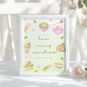 Poster Combien de bonbons Fille Baby Shower Thè Matcha Ro