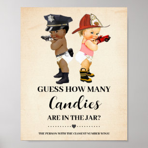 Poster Combien de bonbons Petit Recrue Jeu de Baby Shower
