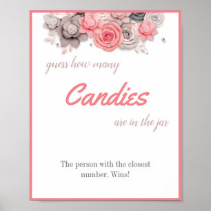 Poster Combien de bonbons Signe de jeu de Baby Shower
