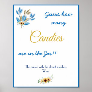 Poster Combien de bonbons Signe de jeu de Baby Shower de 