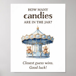 Poster Combien de bonbons Teddy Bear Twin Boy Baby shower