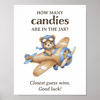 Poster Combien de bonbons Teddy Ours Pilote Bébé Garçon D
