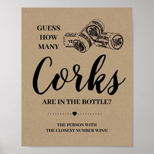 Poster Combien de bouchons douche nuptiale signe de jeu r (Devant)