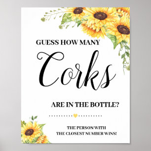 Poster Combien de bouchons jeu de tournesols de mariage s