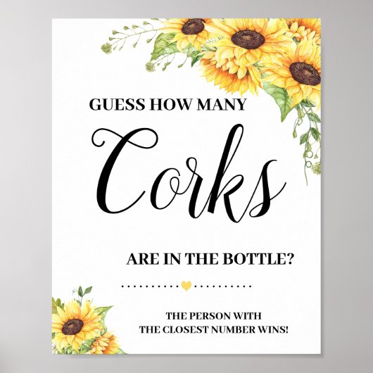 Poster Combien de bouchons jeu de tournesols de mariage s (Devant)
