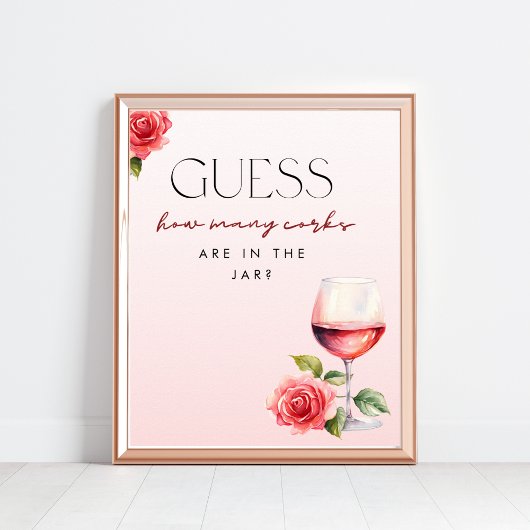 Poster Combien de bouchons Vin Thème Douche Jeu Signe