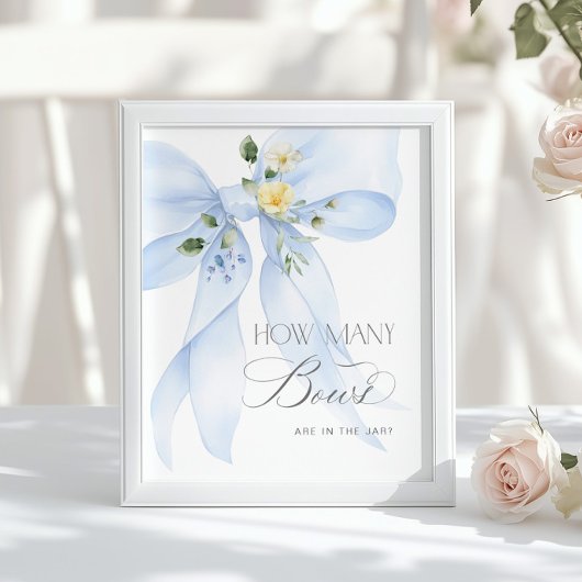 Poster Combien de Bows Blue floral Bow baby shower
