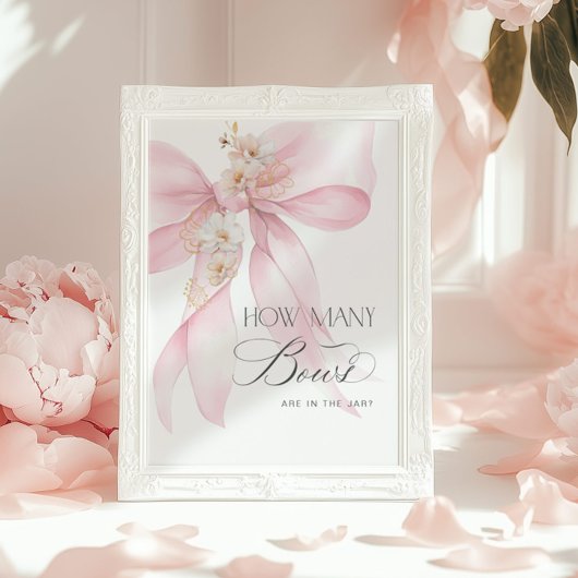 Poster Combien de Bows Blush baby shower rose