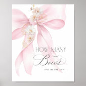 Poster Combien de Bows Blush baby shower rose (Devant)