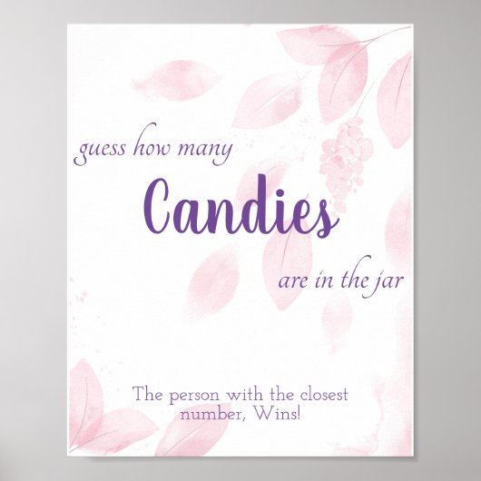 Poster Combien de Candies Fête des mariées Jeu Signe (Devant)
