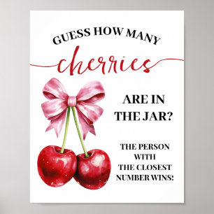 Poster Combien de cerises dans le Jar Baby shower Jeu Sig