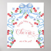Poster Combien de cerises dans le pot ruban bleu Baby sho (Devant)