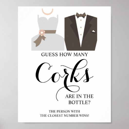 Poster Combien de Corks Fête des mariées Jeu (Devant)