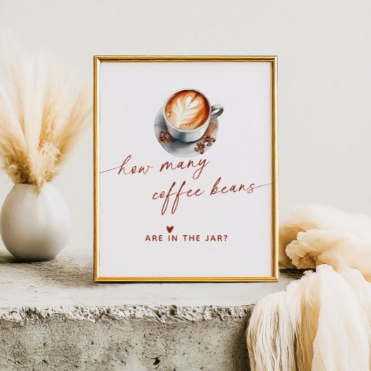 Poster Combien de grains de café Jeu de Baby Shower de Ma