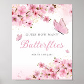 Poster Combien de papillons dans le baby shower du sucre (Devant)