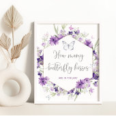 Poster Combien de papillons embrasse baby shower jeu post