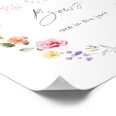 Poster Combien de rubans Baby shower floral rose  (Coin)