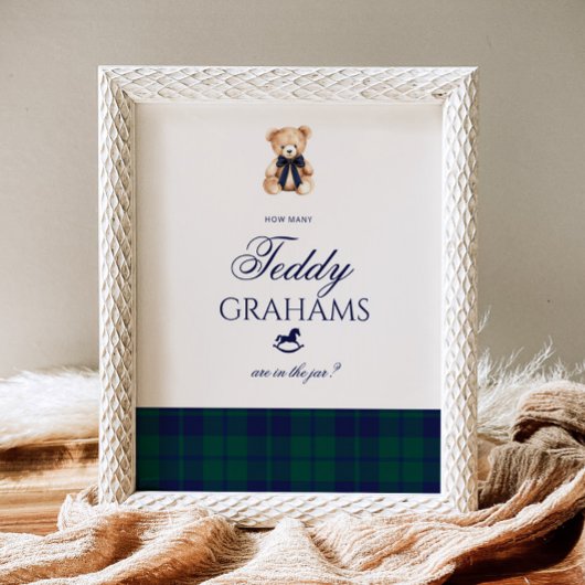 Poster Combien de teddy grahams Teddy Bear Navy Bow
