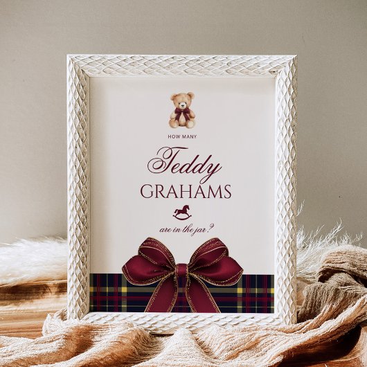 Poster Combien de teddy grahams Teddy Bear Red Bow