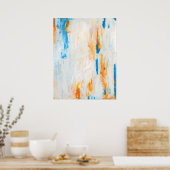 Poster 'Come Closer' Art Turquoise et Orange Abstrait (Cuisine)