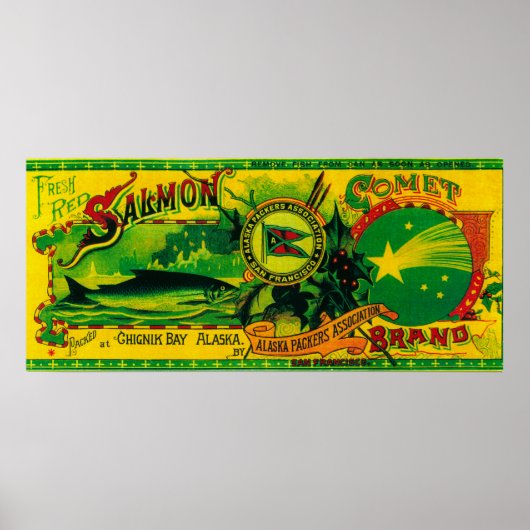 Poster Comet Saumon Can LabelChignik Bay, AK (Devant)