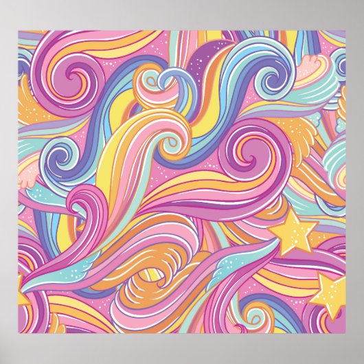 Poster Comète arc-en-ciel : Ciel magique et rêveur. (Devant)