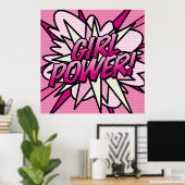 Poster Comic Book Pop Art PUISSANCE DES FILLES (Bureau à domicile)