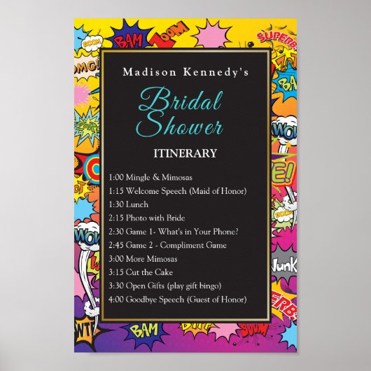 Poster Comic Pop Art pour Enterrement de Vie de Jeune Fil (Devant)