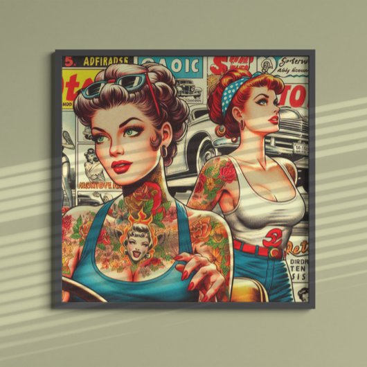 Poster Comics Retro Tattoo Pin-ups
