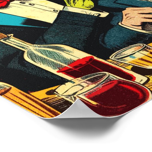 Poster Comics Vampire d'horreur vintage (Coin)