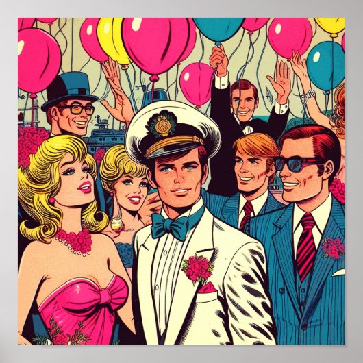 Poster Comics vintage Party (Devant)