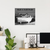 Poster comique d'un garçon se baignant avec son ch (Bureau à domicile)