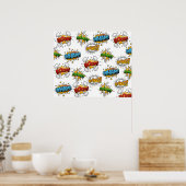 Poster Comique Onomatopoeia Discours Bubbles Boom Wham Ba (Cuisine)