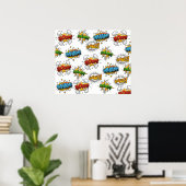Poster Comique Onomatopoeia Discours Bubbles Boom Wham Ba (Bureau à domicile)